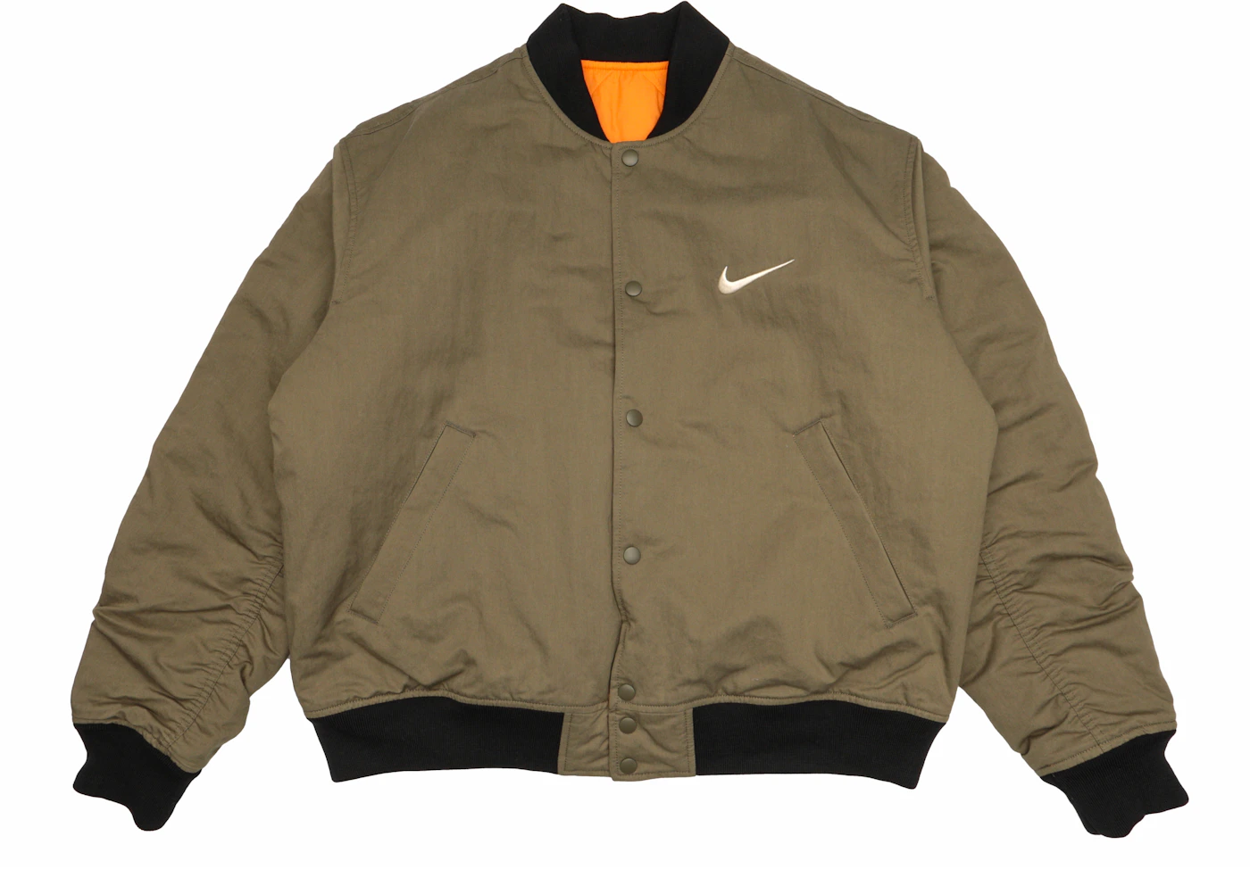 Stussy x Nike Reversible Varsity Jacket Medium Olive/Bright Mandarin ...
