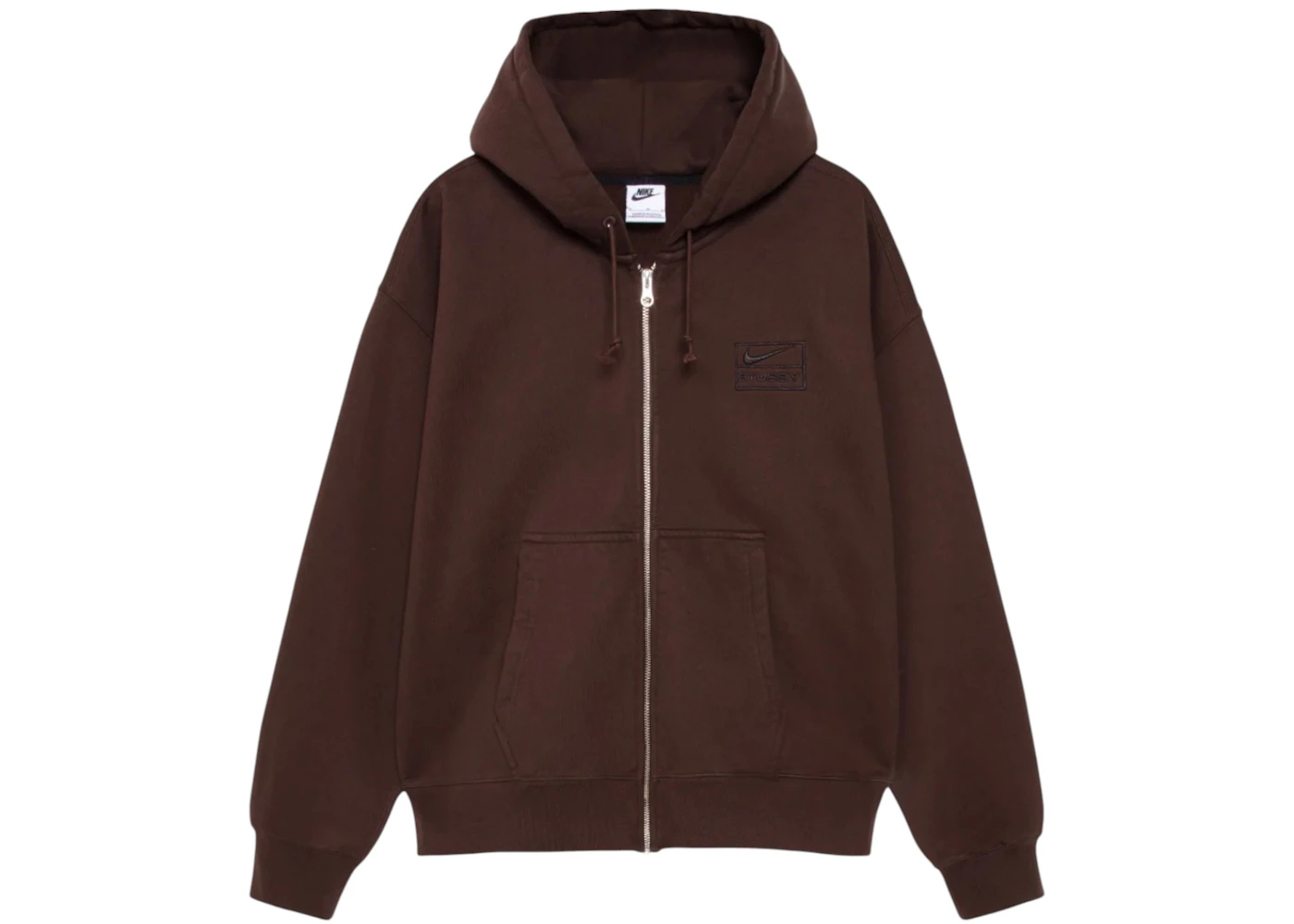 image of Stussy x Nike Stone Washed Fleece Zip Hoodie (FW25) Dark Cinder