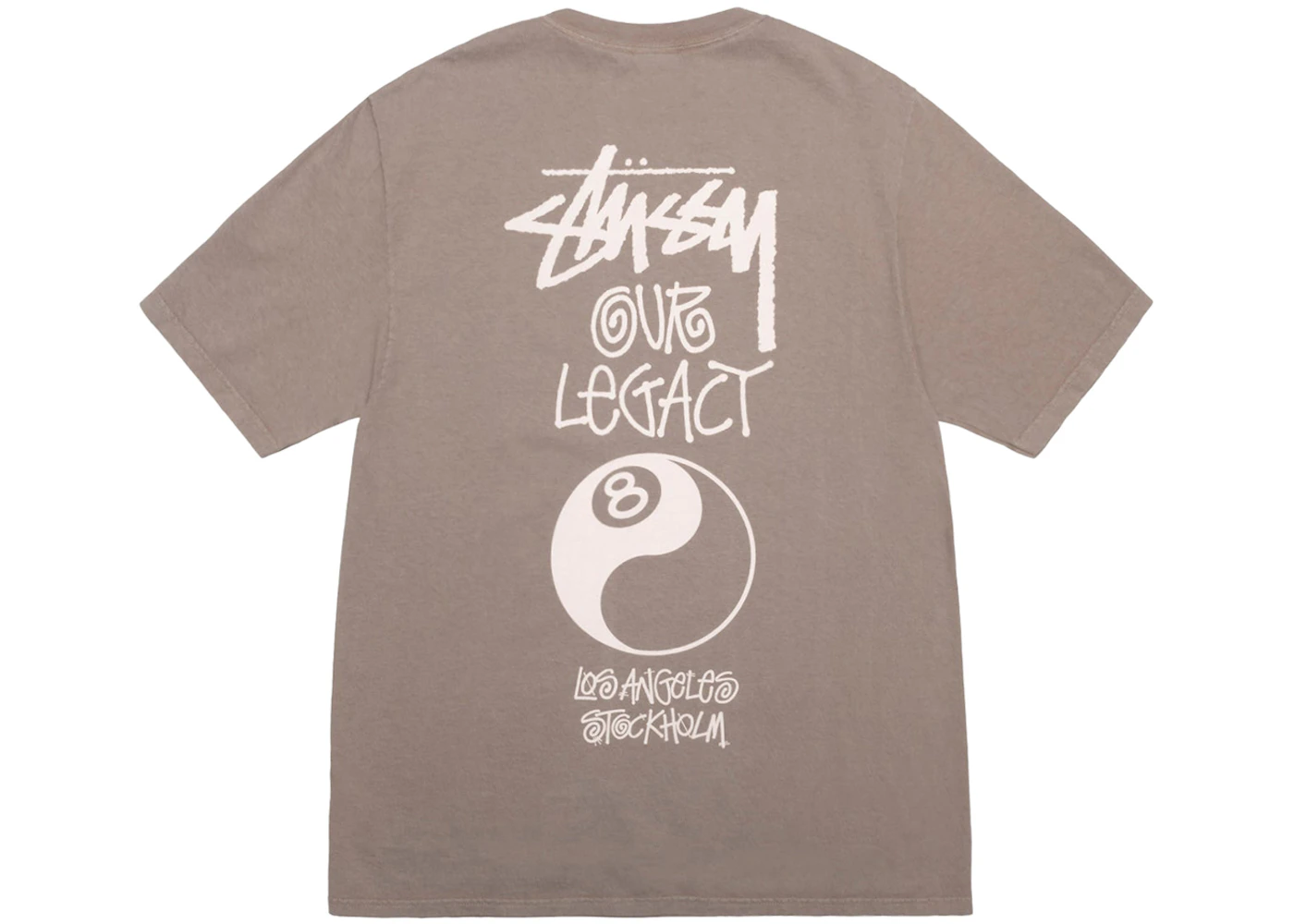 Stussy x Our Legacy Work Shop 8 Ball Yin Yang Pigment Dyed Tee Taupe ...