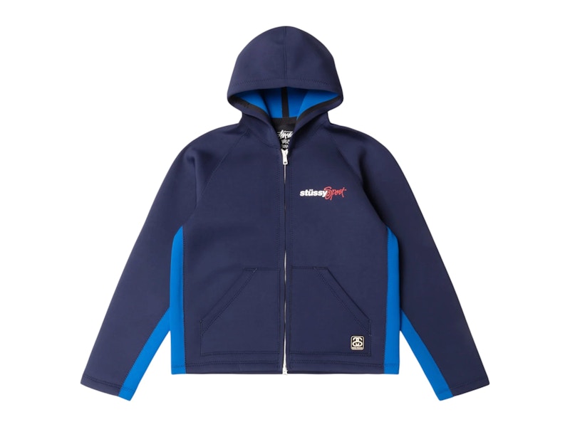 Pre-owned Stussy Men's X Wales Bonner Neoprene Hoodie In Navy Blue