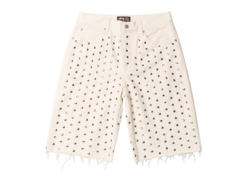 Pre-owned Stussy Men's X Wales Bonner Studded Short In Ivory In White