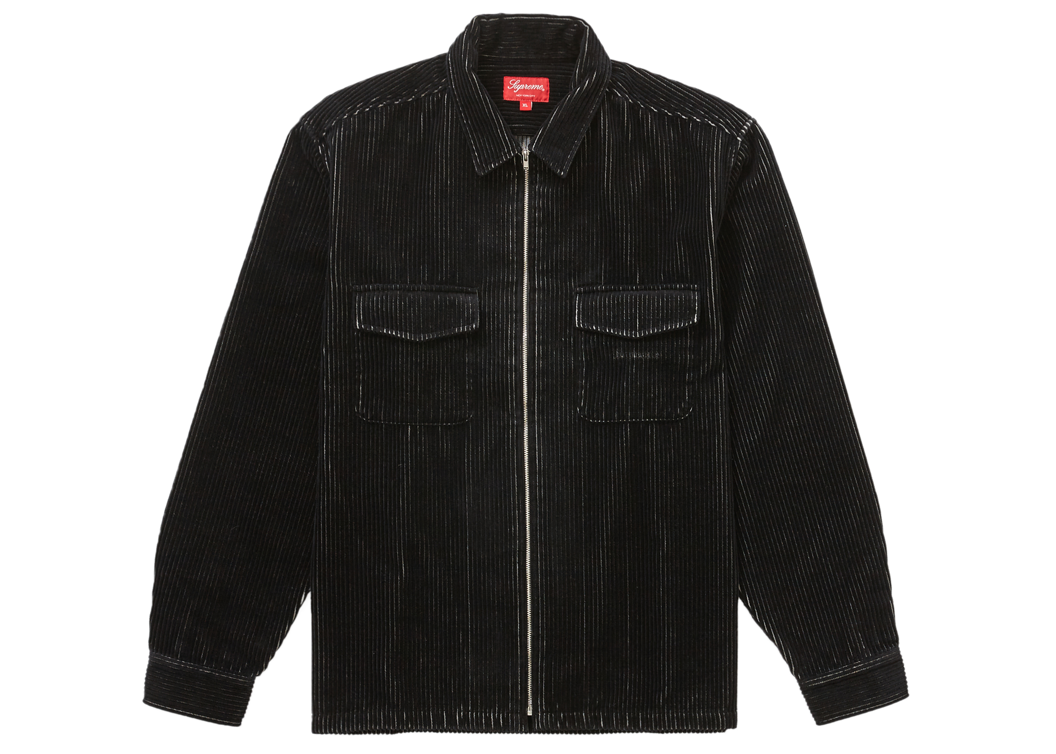 Supreme 2-Tone Corduroy Zip Up Shirt Black