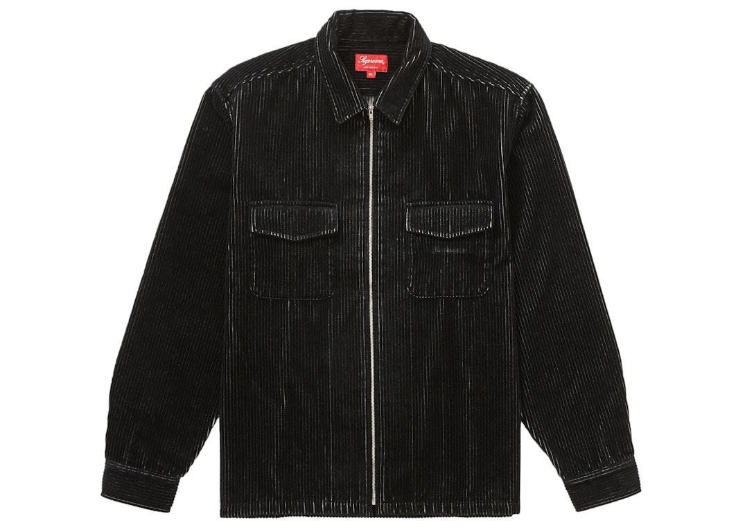 Pre-owned Supreme 2-tone Corduroy Zip Up Shirt Black