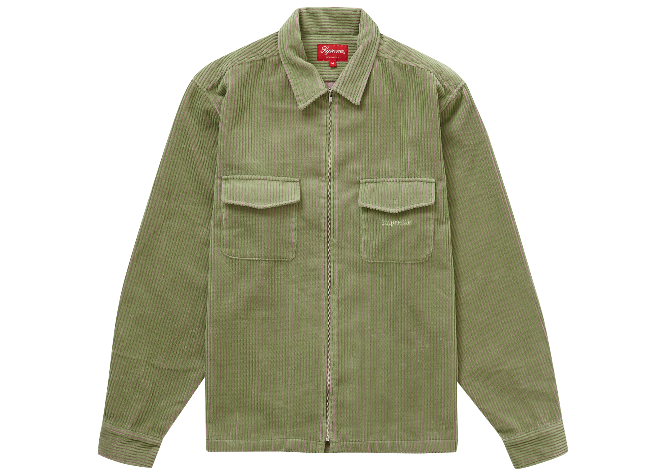 Supreme 2-Tone Corduroy Zip Up Shirt Green