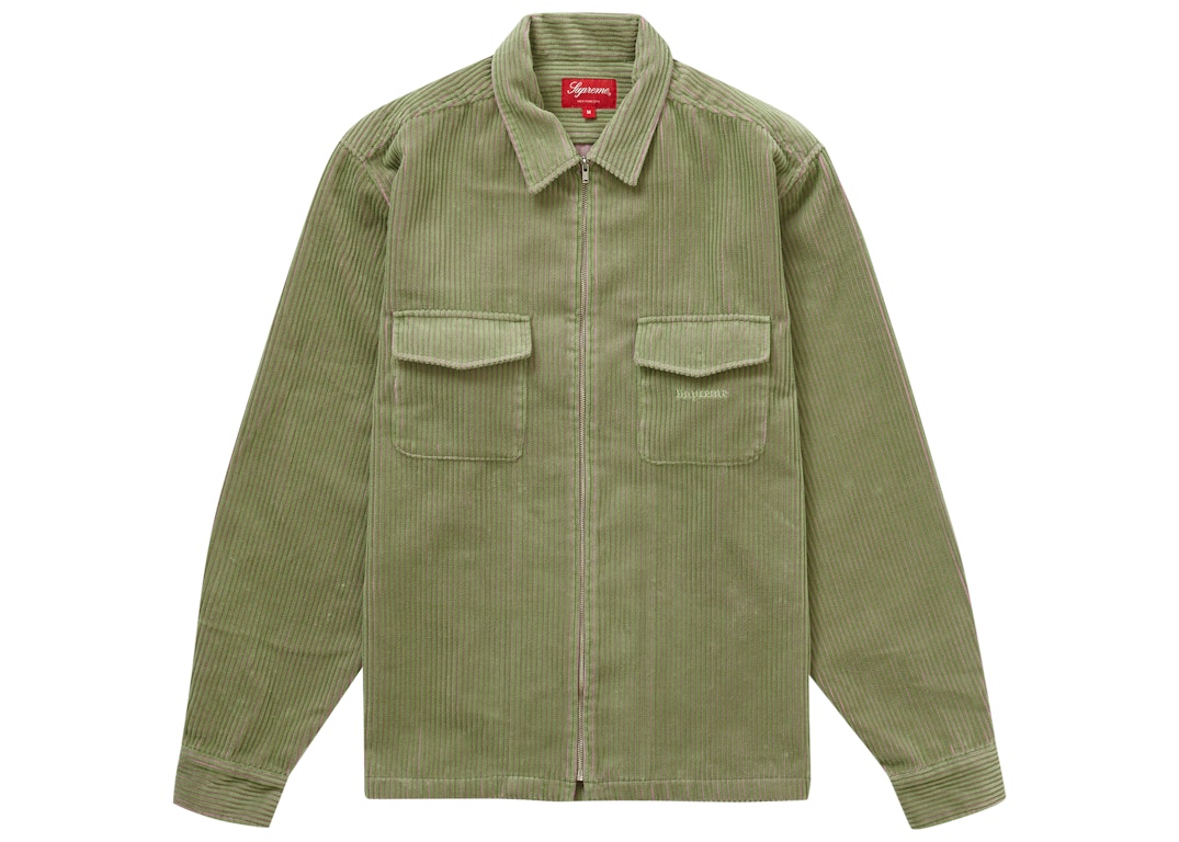 Pre-owned Supreme 2-tone Corduroy Zip Up Shirt Green