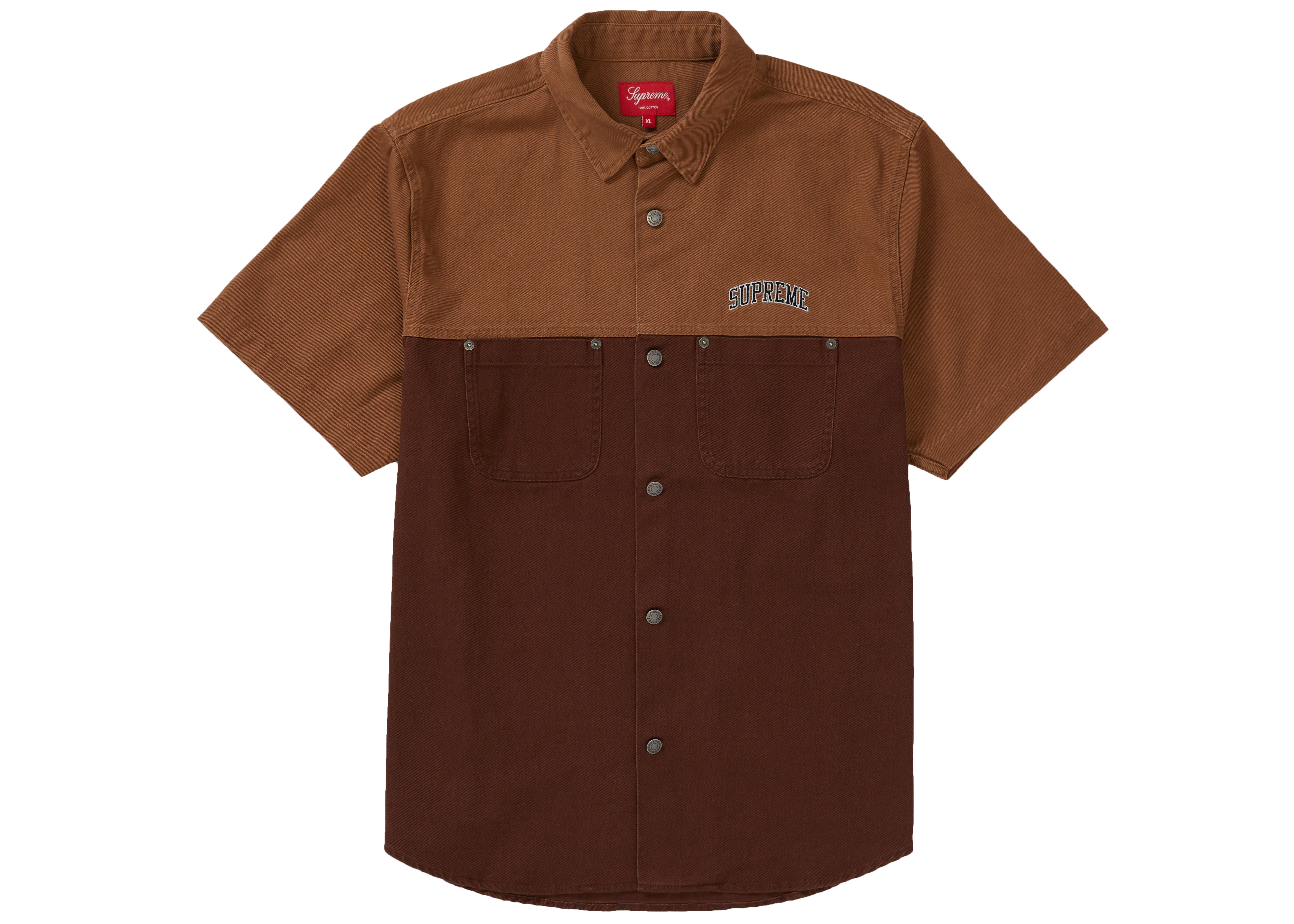 Supreme 2-Tone Denim S/S Shirt Brown