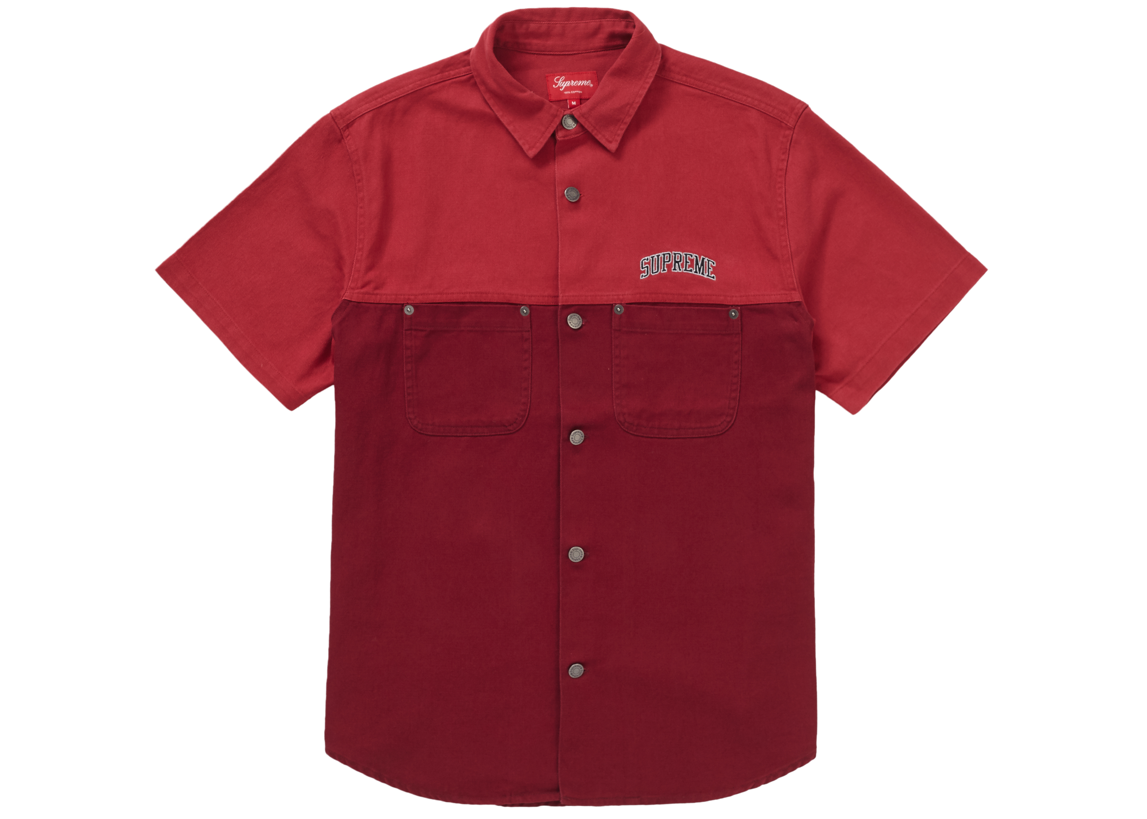 Supreme 2-Tone Denim S/S Shirt Red - SS19 - US