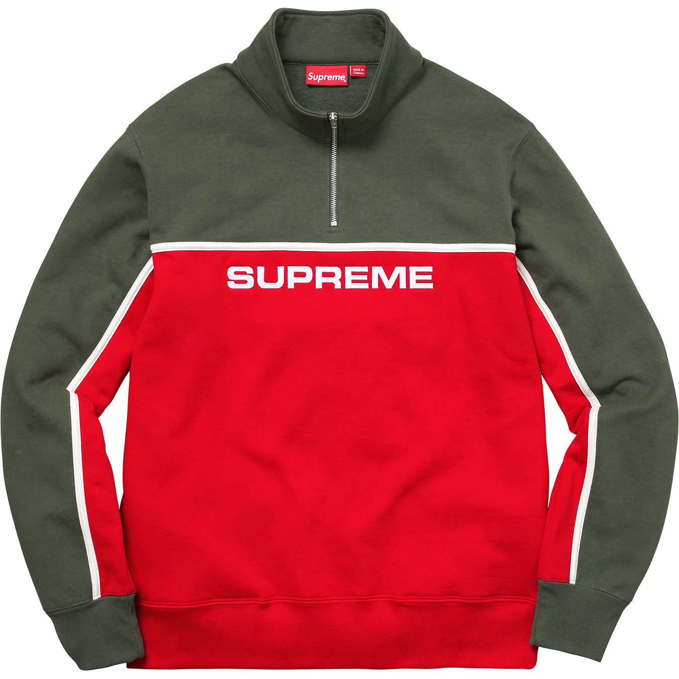 Supreme 2-Tone Half Zip Sweatshirt Red メンズ - FW17 - JP