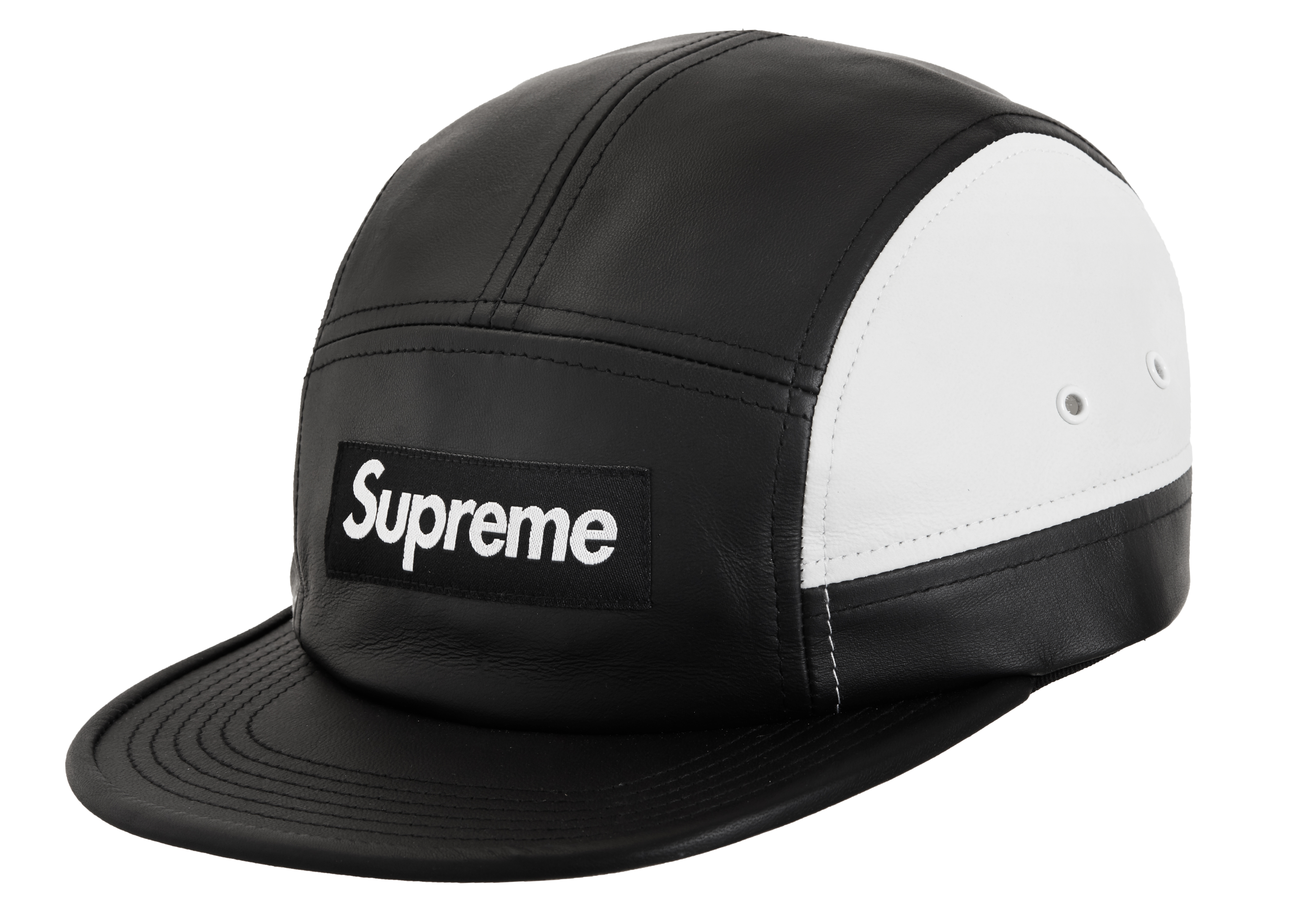 supreme 2-Tone Leather Camp Cap black