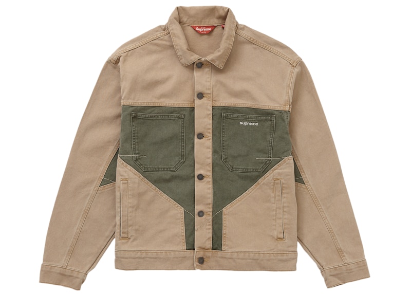 Supreme 2-Tone Paneled Denim Jacket Brown