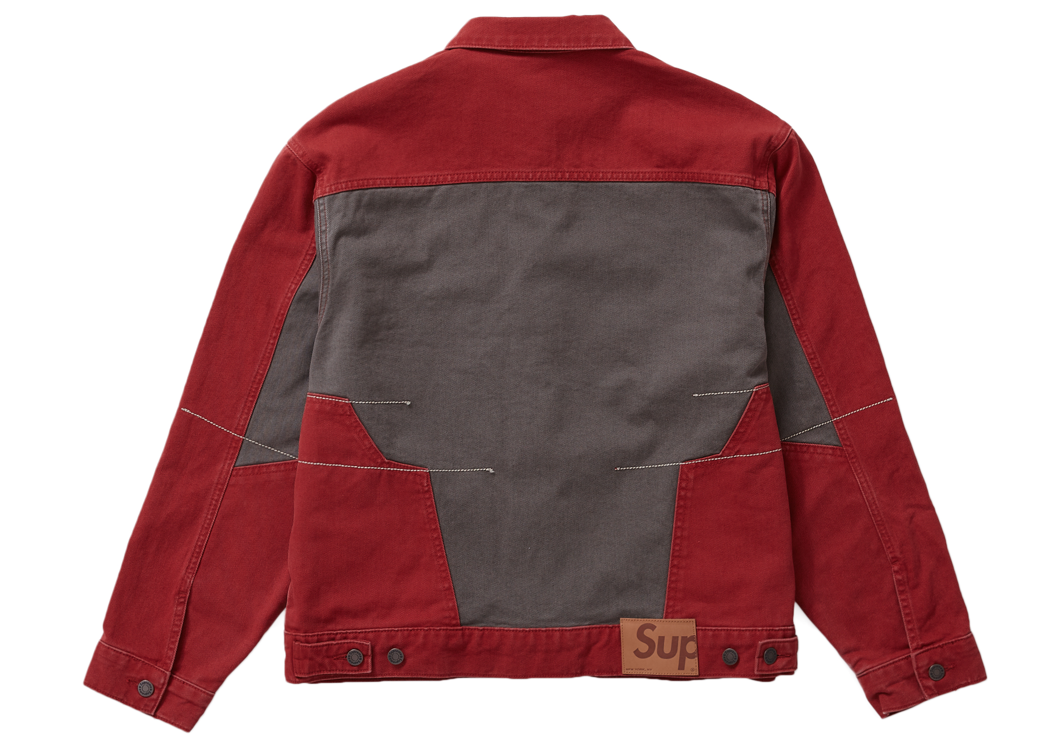 Supreme 2-Tone Paneled Denim Jacket Red Men's - FW22 - US