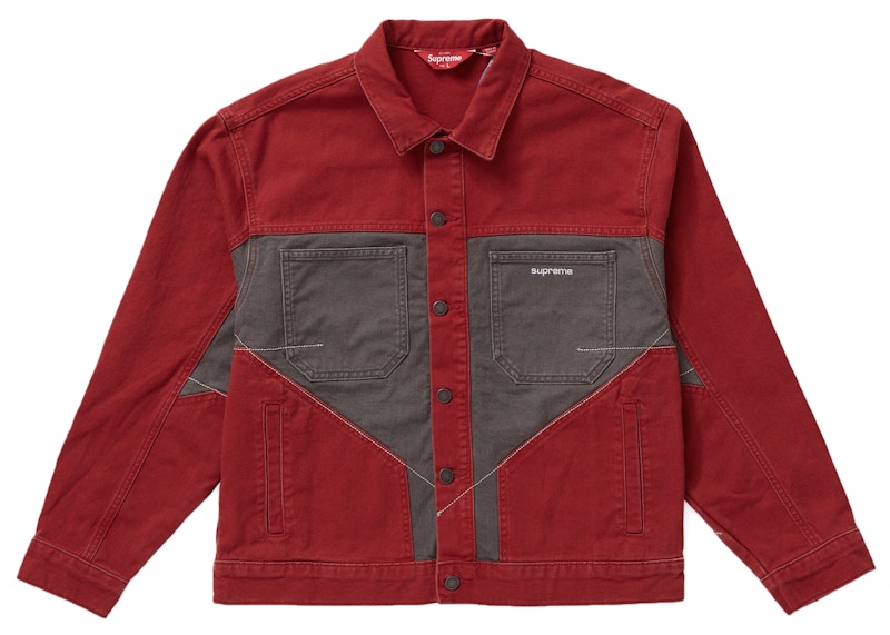 Supreme 2-Tone Paneled Denim Jacket Red Men's - FW22 - US