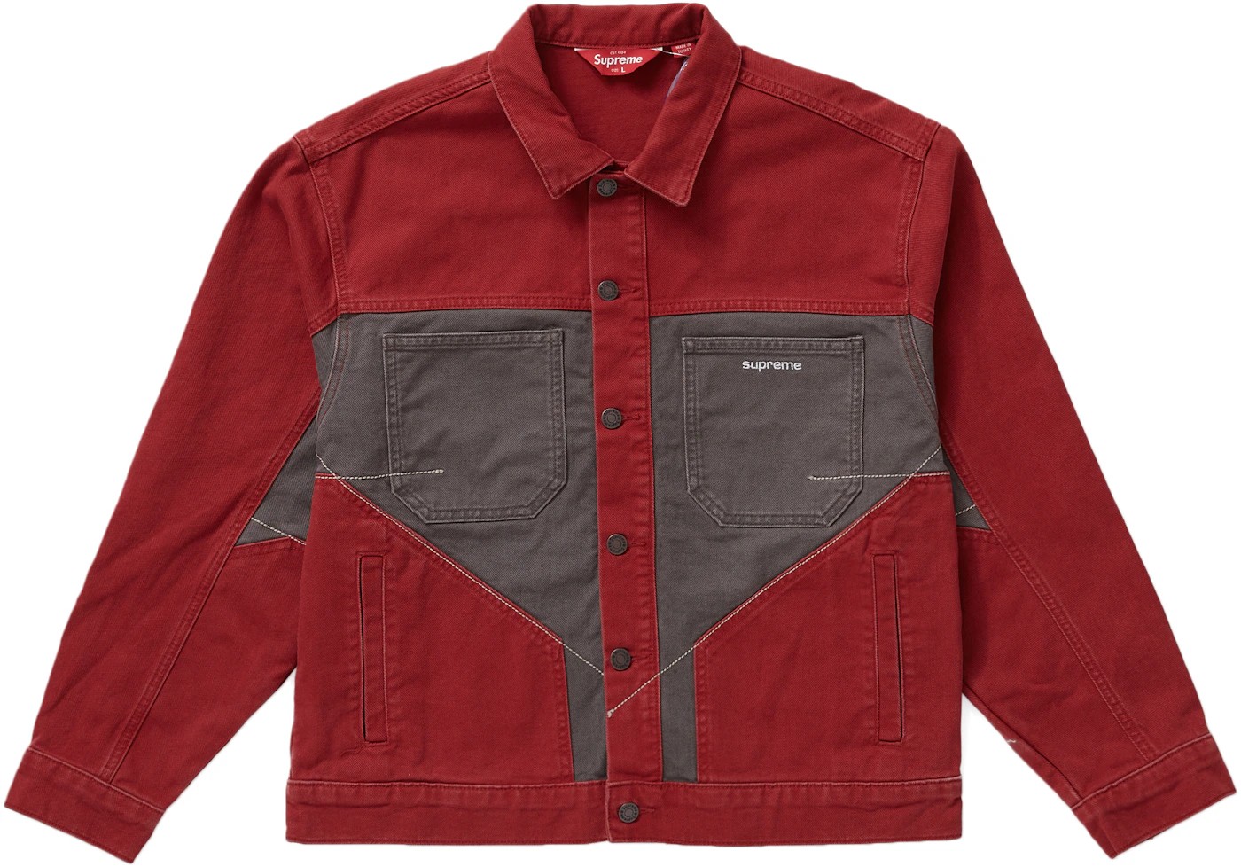 Supreme Supreme Cut Sew Red/Grey Denim Jacket