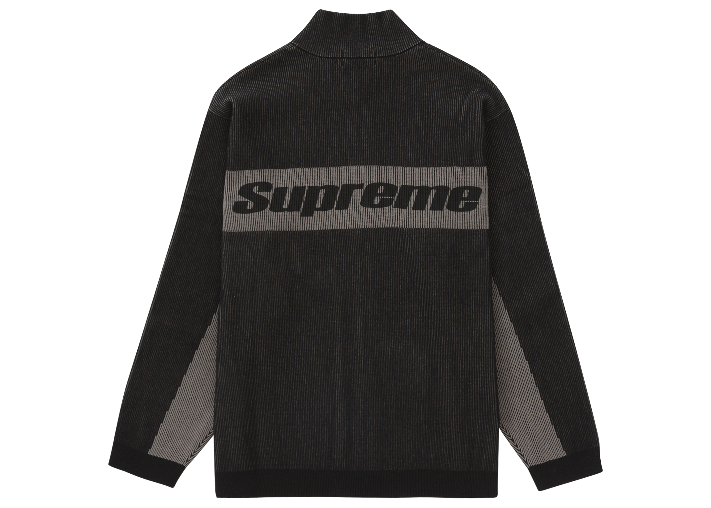 Supreme 2-Tone Ribbed Zip Up Sweater Black