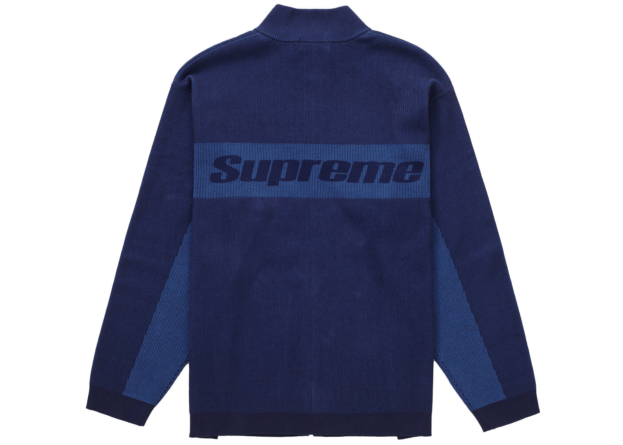 Supreme 2-Tone Ribbed Zip Up Sweater Blue Men's - FW22 - US