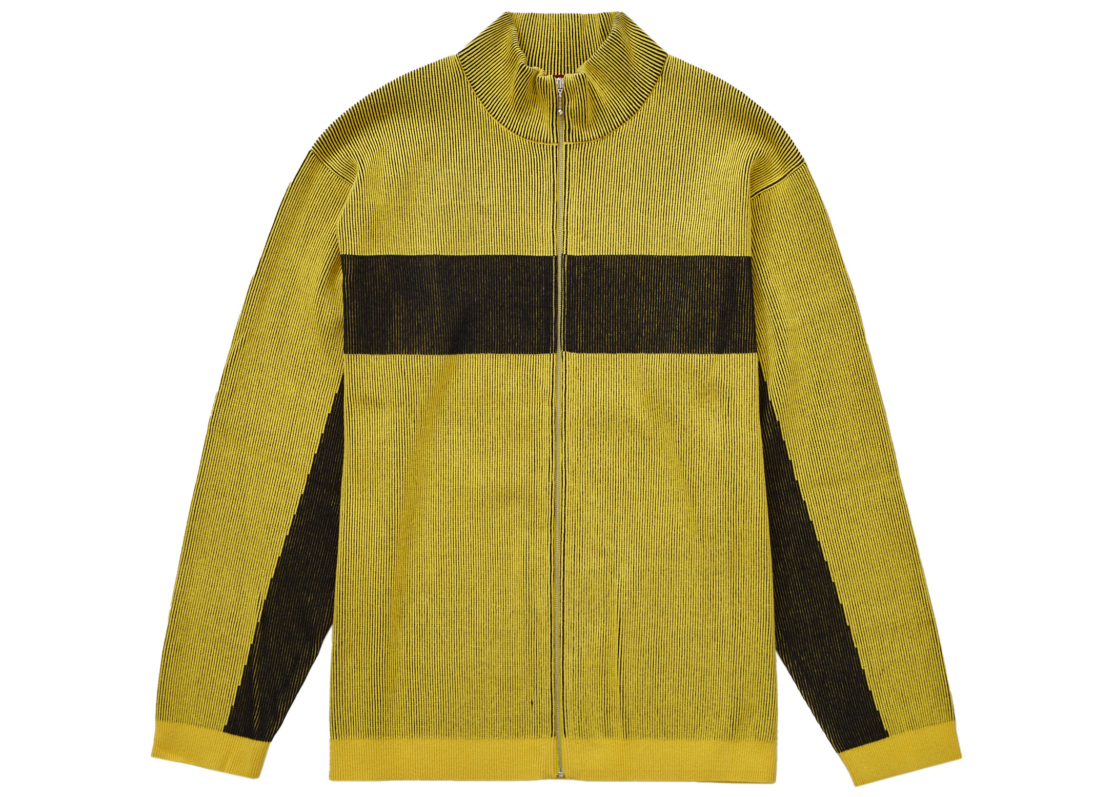 Supreme 2-Tone Ribbed Zip Up Sweater Yellow