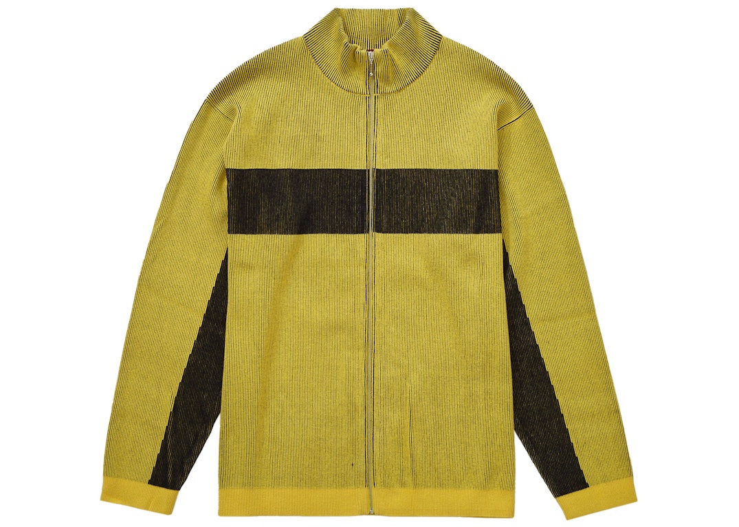 Pre-owned Supreme 2-tone Ribbed Zip Up Sweater Yellow