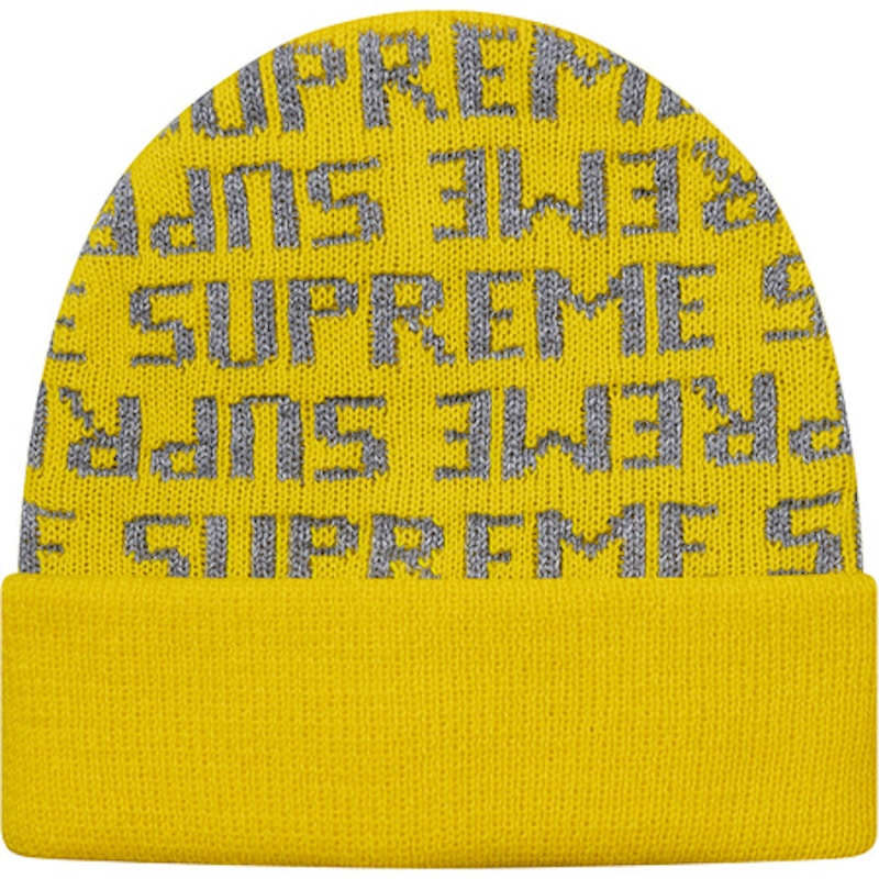 Supreme 3M Reflective Repeat Beanie Yellow - FW16 - GB