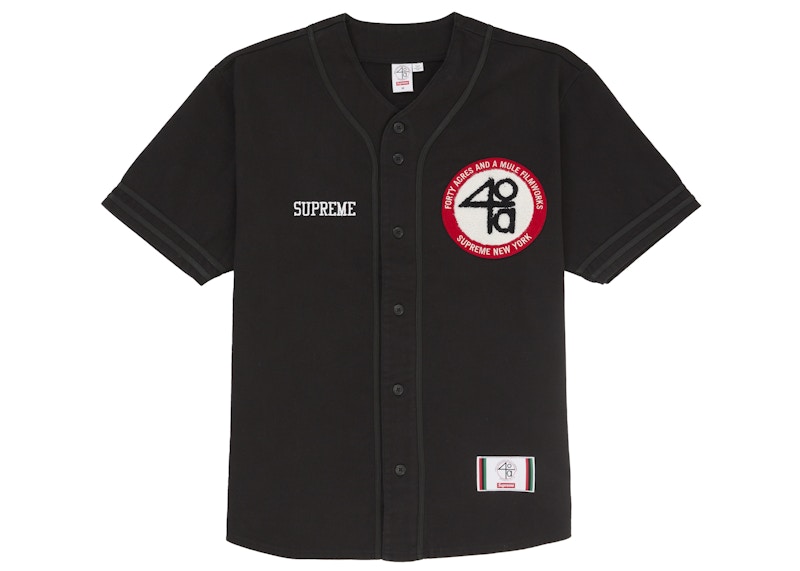 Supreme 40 Acres Twill Baseball Jersey Black メンズ - SS25 - JP