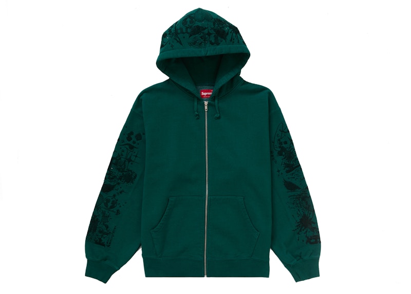 Supreme MM6 Maison Margiela Zip Up Hooded Sweatshirt Dark Green 