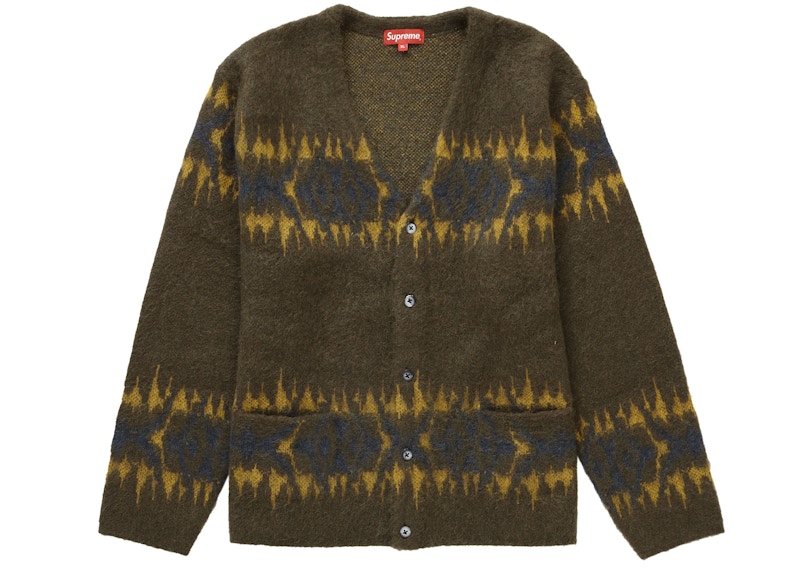 Supreme Abstract Stripe Cardigan Olive Men's - FW22 - US