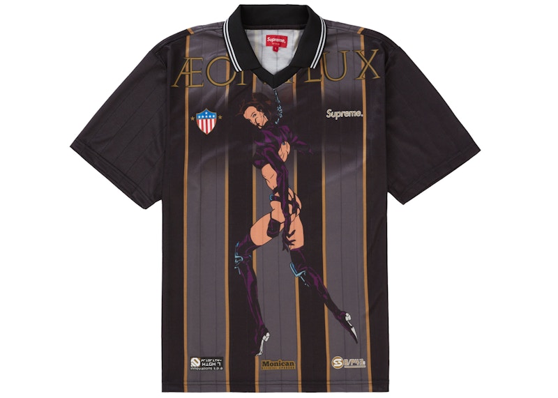 Supreme　22ss　Aeon Flux Soccer Jerseyブラックゲームシャツサッカーシャツ