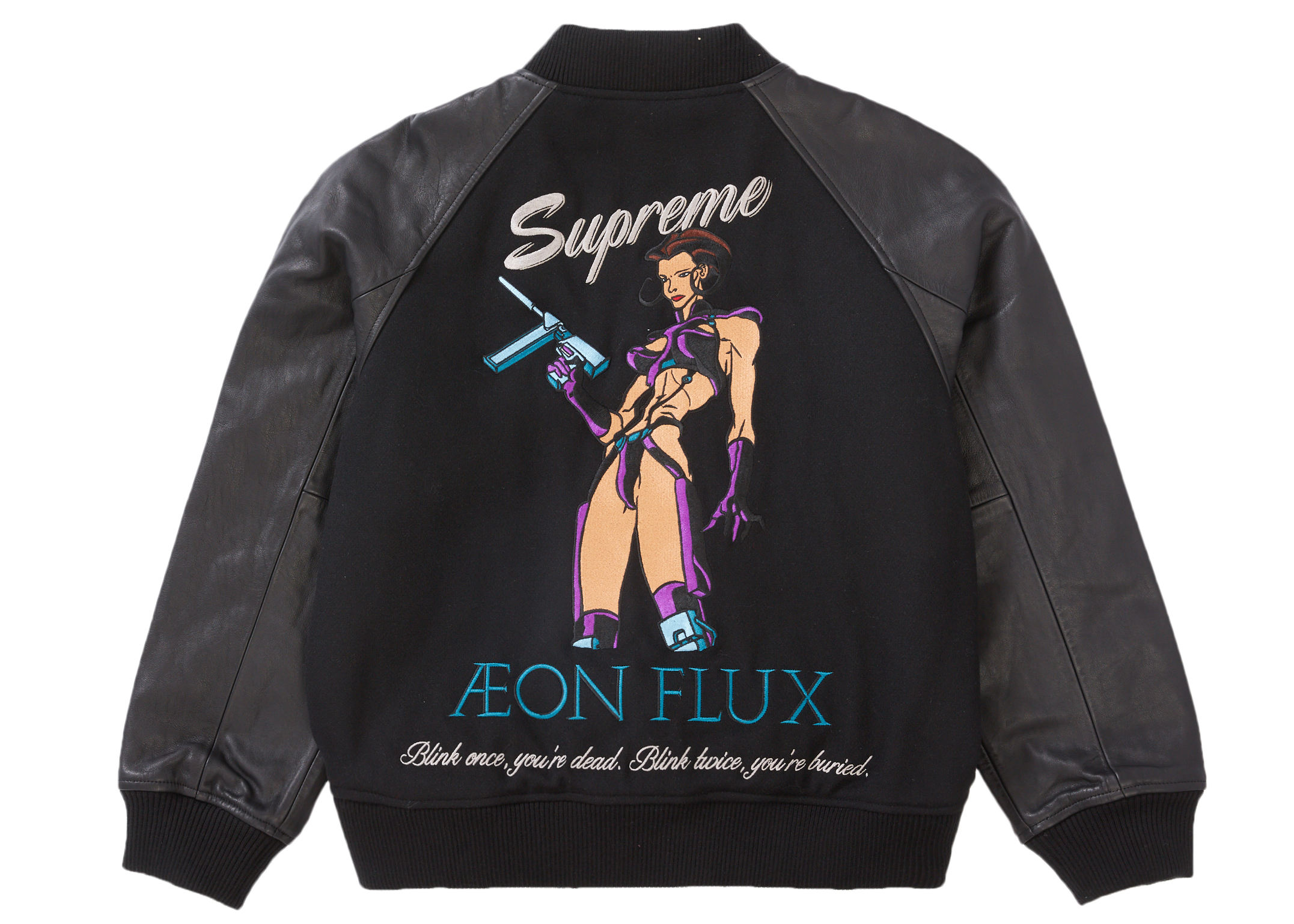 Supreme Aeon Flux Varsity Jacket Black