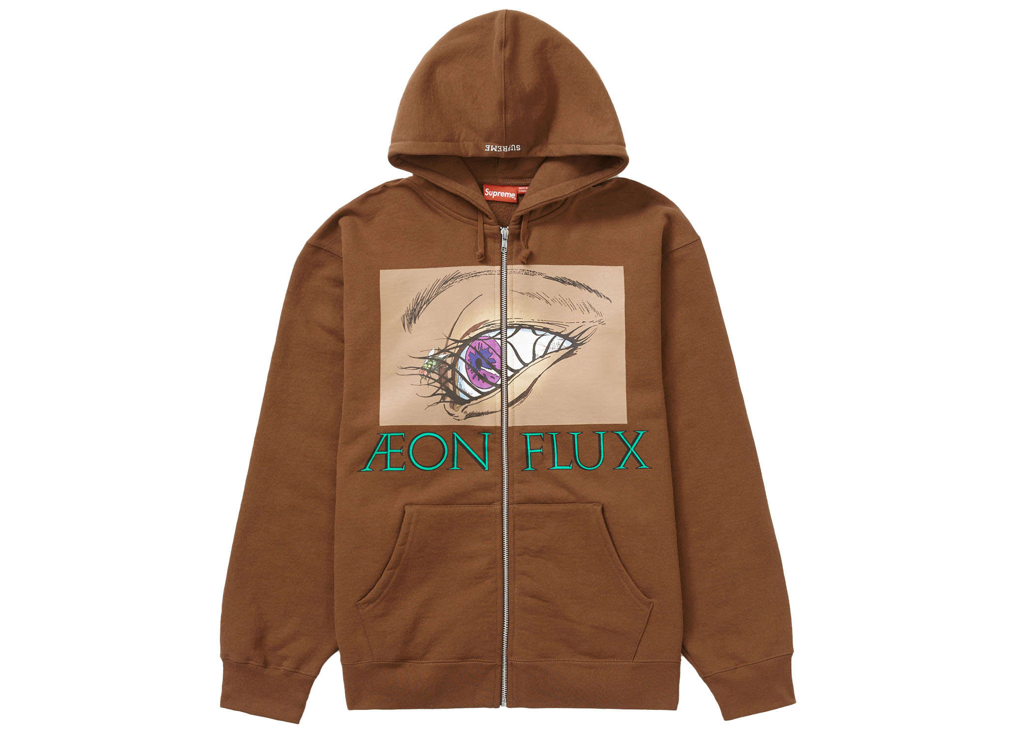 Supreme Aeon Flux Zip Up Hooded Sweatshirt Brown