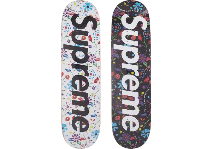 Supreme Airbrushed Floral Skateboard Deck Black/White Set - US