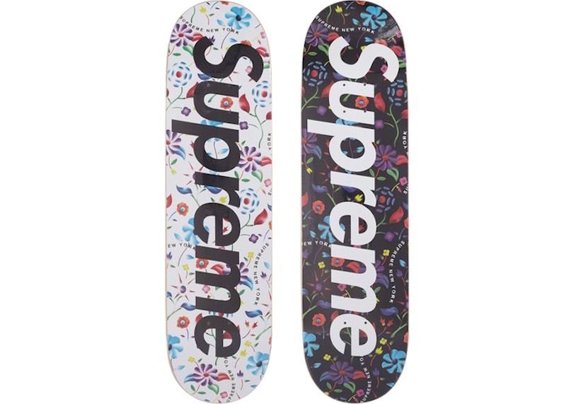 Supreme Airbrushed Floral Skateboard Deck Black/White Set - US