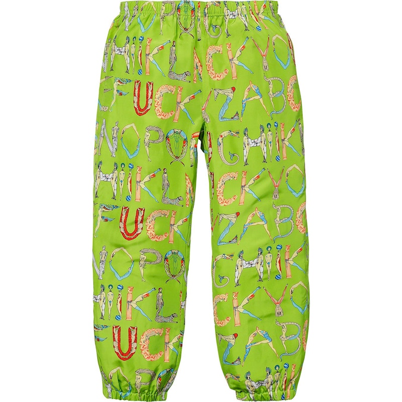 Supreme Alphabet Silk Pant Lime Men's - SS18 - US