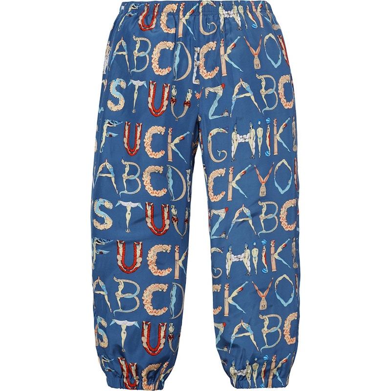 Supreme Alphabet Silk Pant Navy Men's - SS18 - US