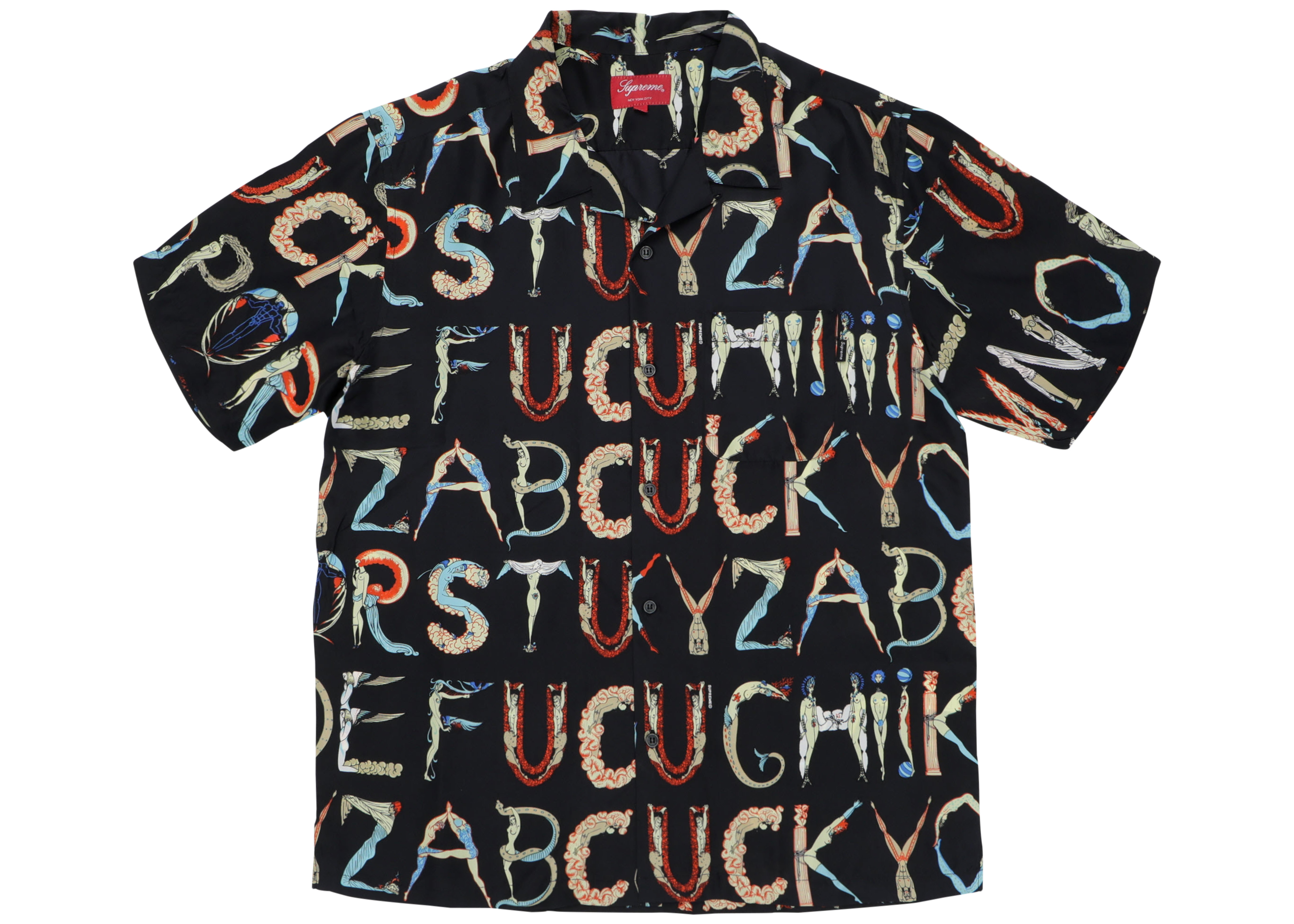 Supreme Alphabet Silk Shirt Black Men's - SS18 - US
