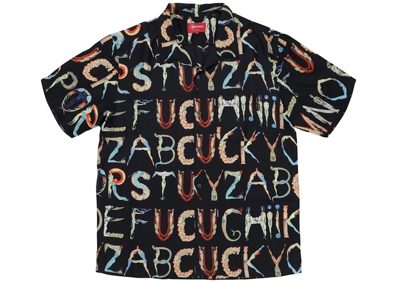 Supreme Alphabet Silk Shirt Navy Men's - SS18 - US