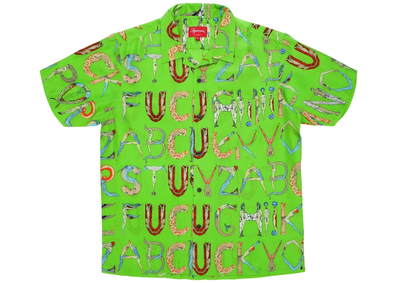 Supreme Alphabet Silk Shirt Lime Men's - SS18 - US