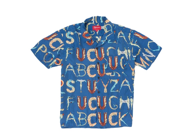 Supreme Alphabet Silk Shirt Navy Men's - SS18 - US