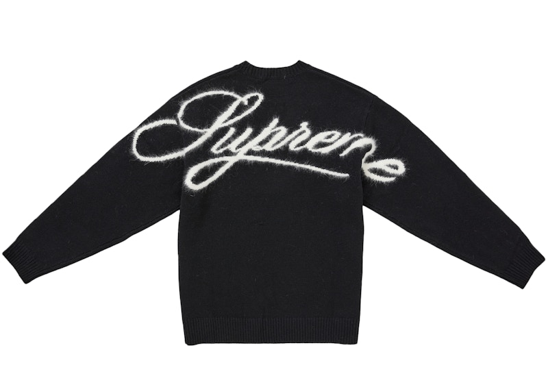 Supreme Angora Script Sweater Black Men's - FW25 - US