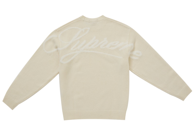 Men's Supreme Angora Script Sweater in Ivory