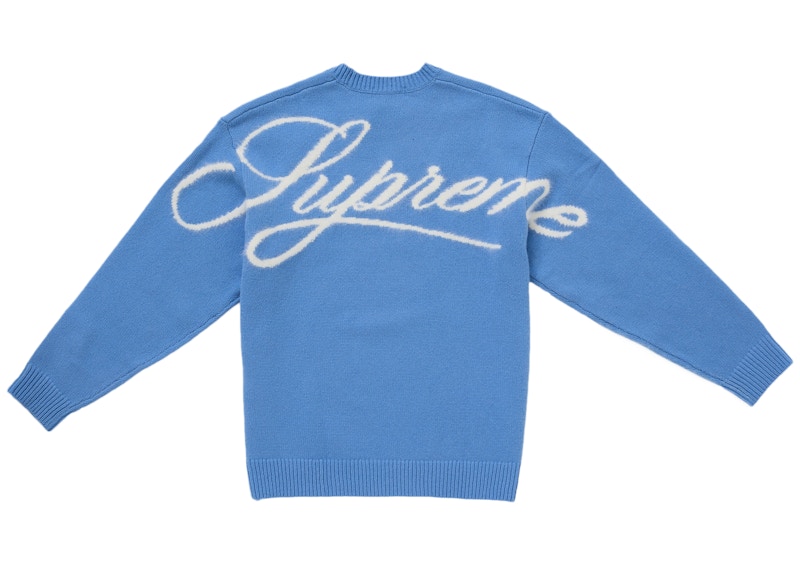 Supreme Angora Script Sweater Light Blue Men's - FW25 - US