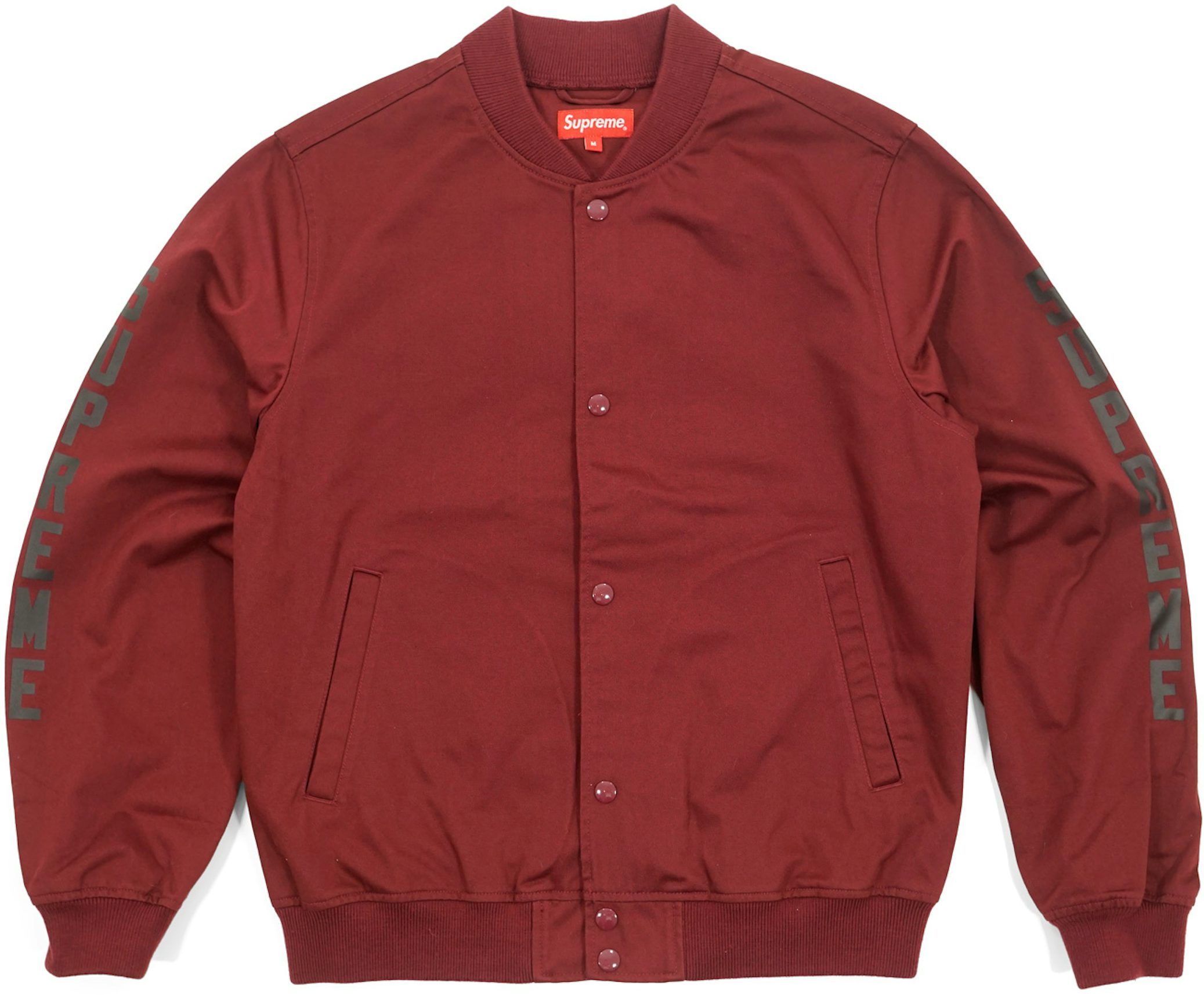 Supreme Sequin Patch Quilted Bomber Jacket Red