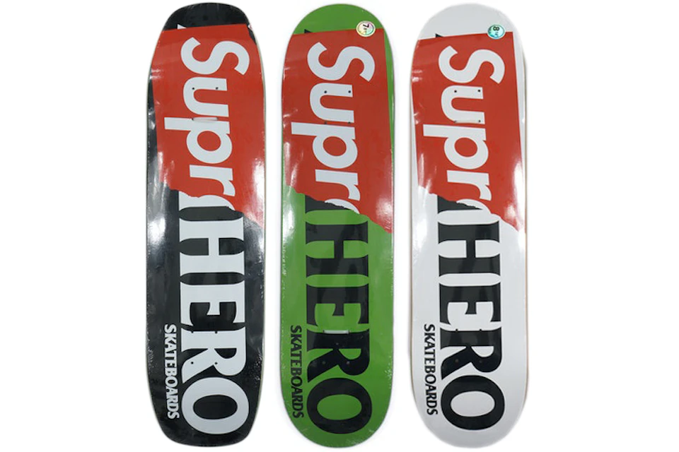 Supreme Antihero Supr-hero Skateboard Deck Black/Green/White Set