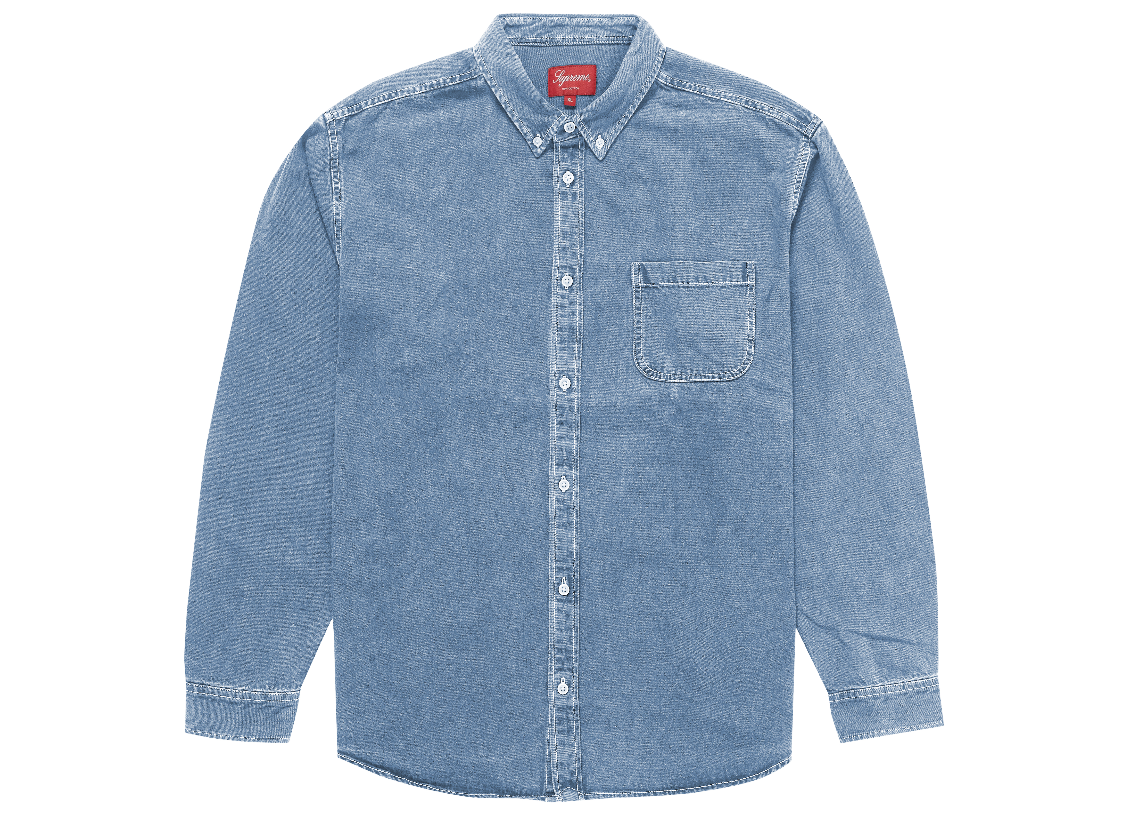Supreme Appliqué Denim Shirt Blue Men's - FW21 - US