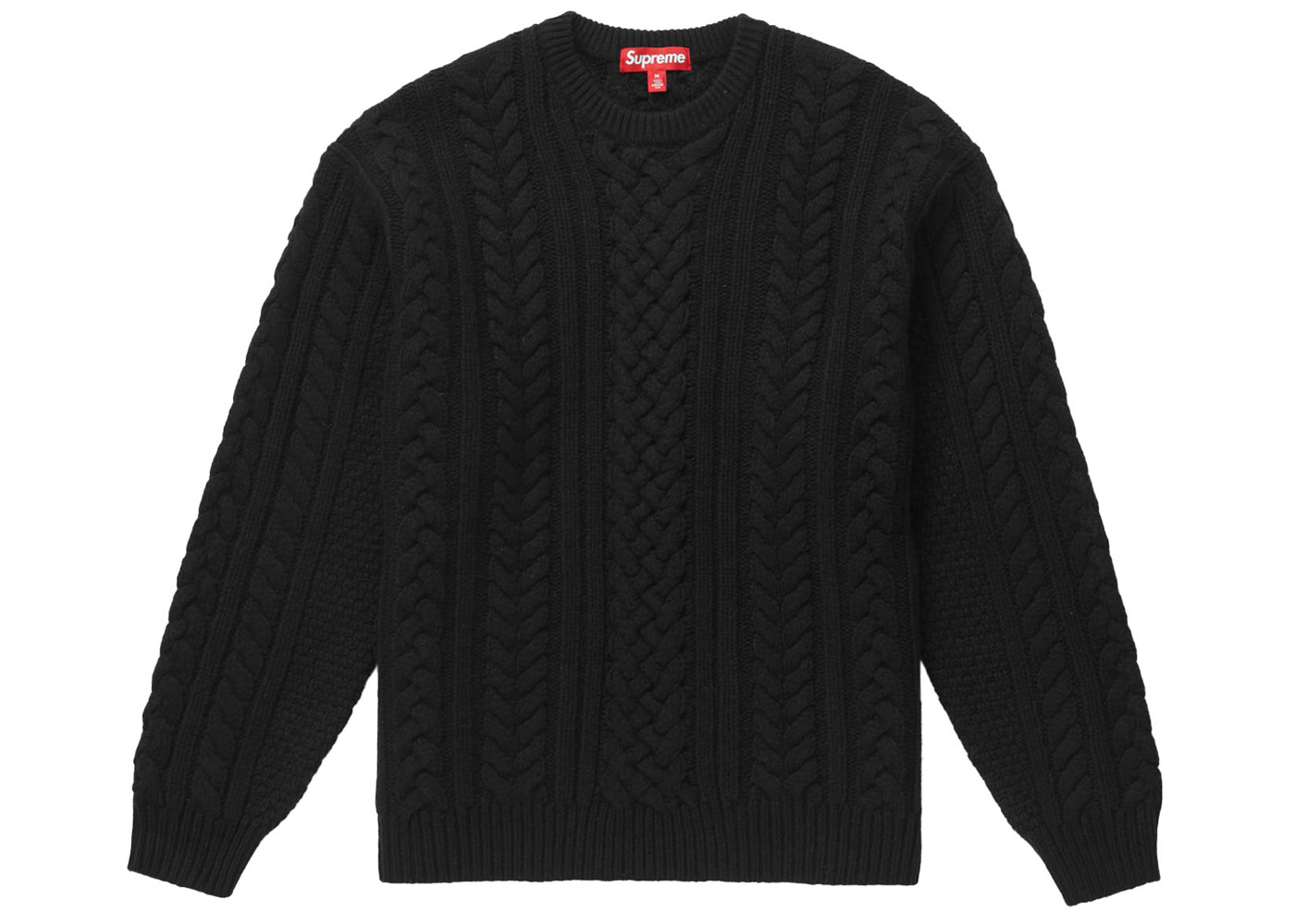 Supreme Appliqué Cable Knit Sweater Black Men's - FW23 - US