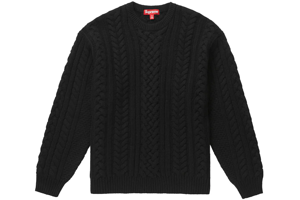 Supreme Appliqué Cable Knit Sweater Black Herren FW23 DE