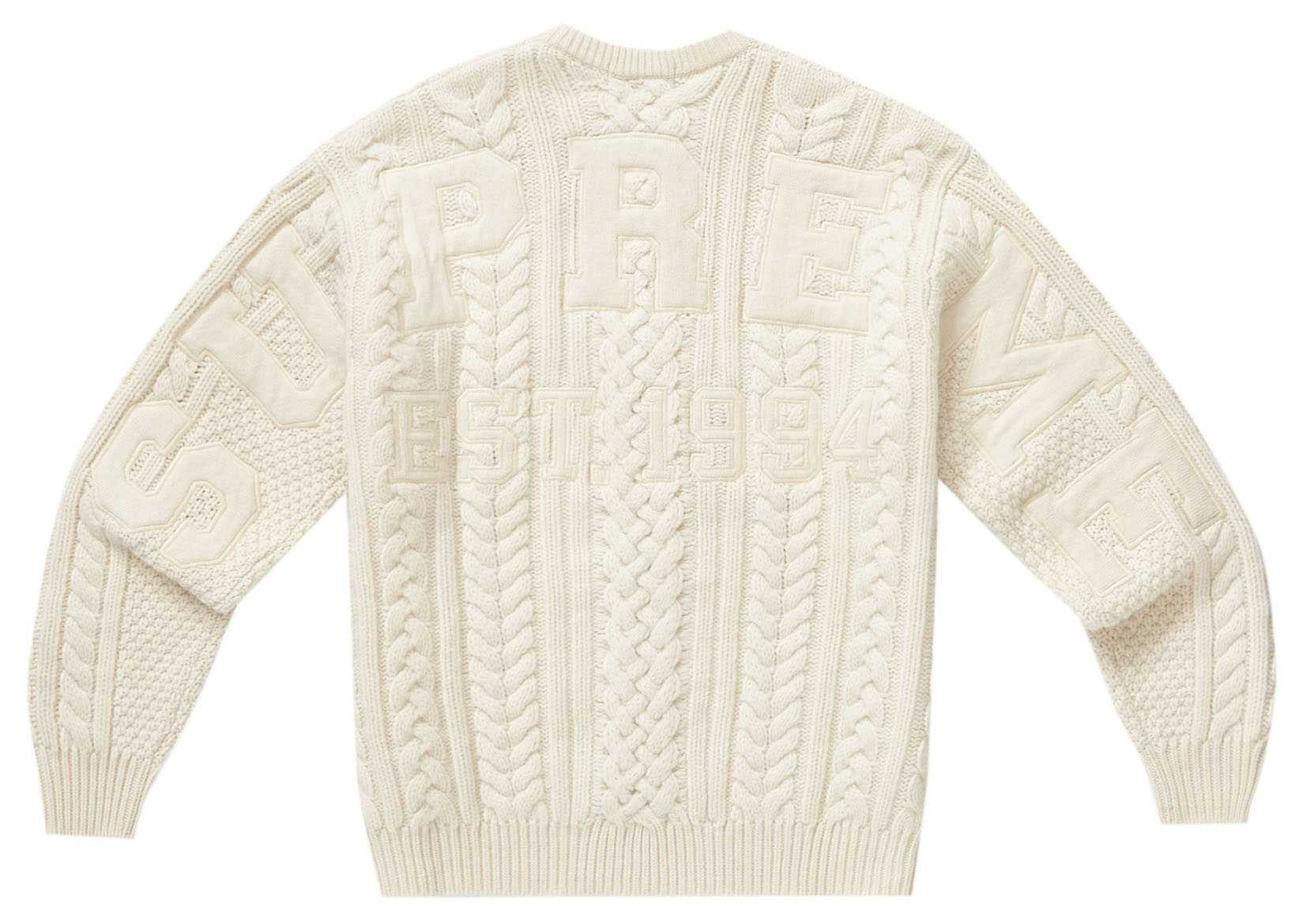 Supreme Appliqué Cable Knit Sweater Ivory