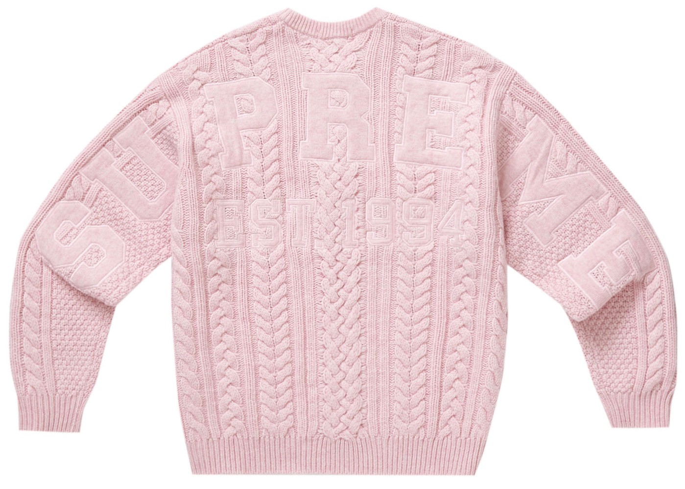 Supreme Appliqué Cable Knit Sweater Pink Men's - FW23 - GB