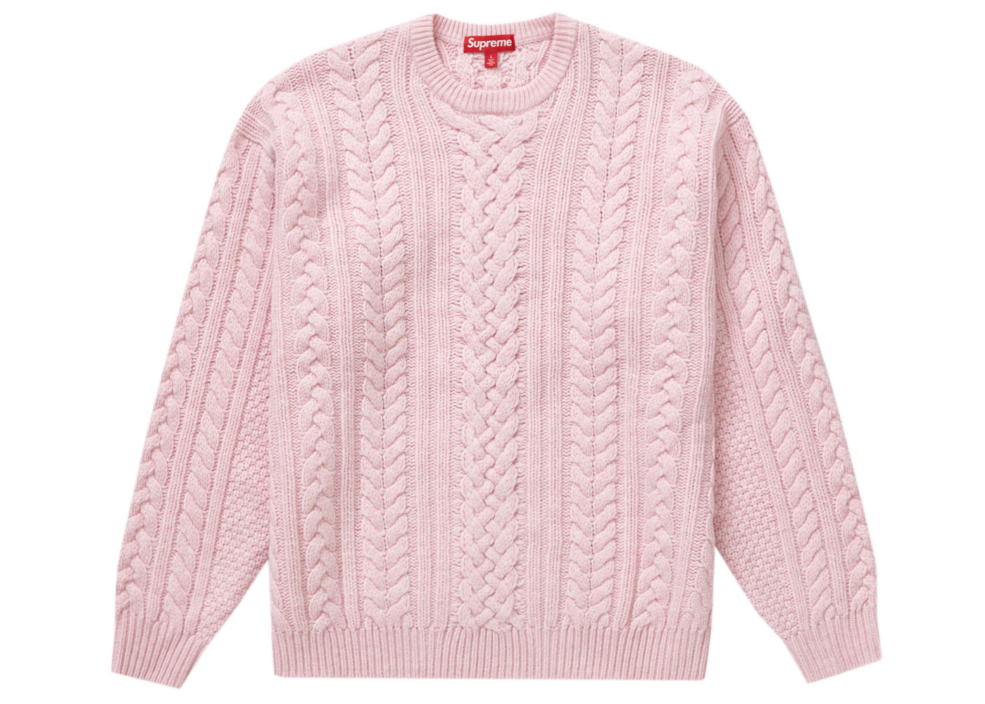 5万円即決可能ですSupreme Applique Cable Knit Sweater pink