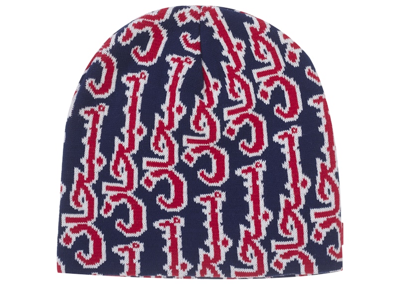 Pre-owned Supreme Arabic Jacquard Beanie In Navy Blue