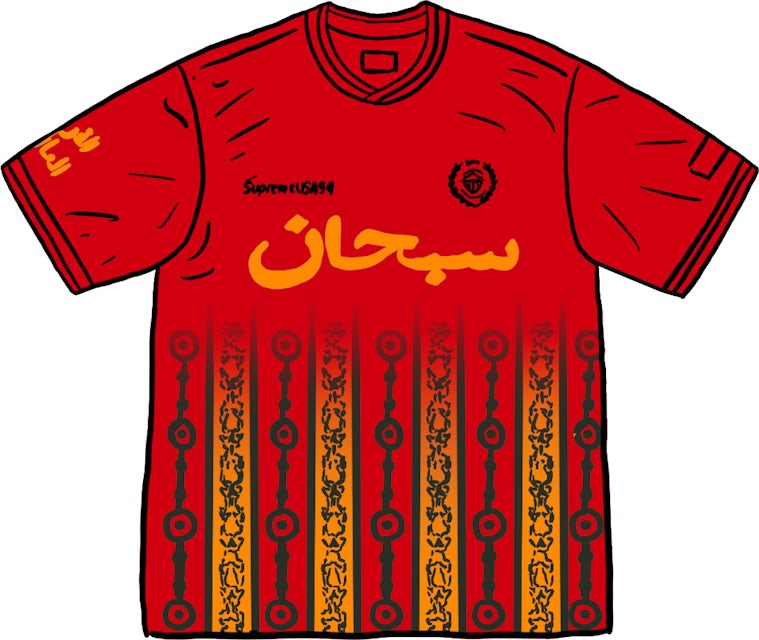 Redサイズ新品 Supreme Arabic Logo Soccer Jersey