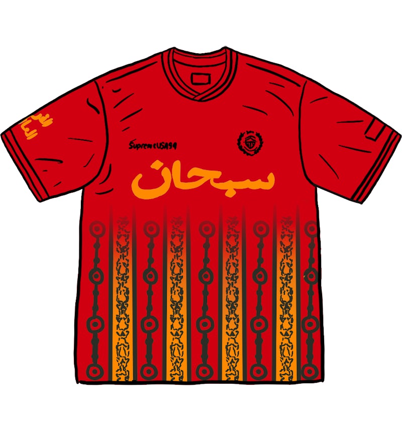 Supreme Arabic Logo Soccer Jersey Red Men's - SS21 - US Supreme Arabic Logo Soccer Jersey Red Men's - SS21 - US